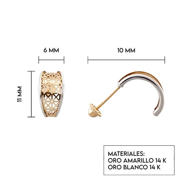 Aretes de oro 14k Mujer broquel Hojas con estrellas con oro amarillo y blanco | GIALLO