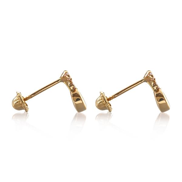 Aretes de oro 14k Mujer Broquel Gota de luna diamante con oro amarillo y zirconias | GIALLO