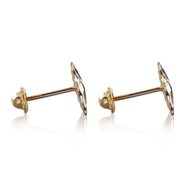 Aretes de oro 14k Mujer Broquel Pay de corazones con oro amarillo y oro blanco | GIALLO