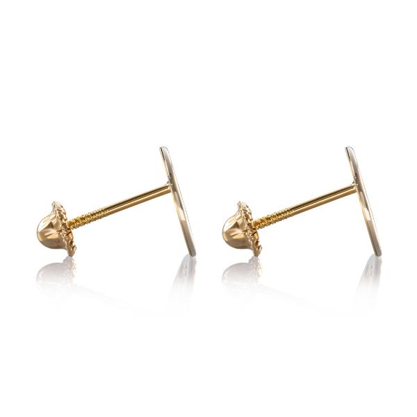 Aretes de oro 14k Mujer Broquel Sello de Arlequin con oro amarillo y oro blanco | GIALLO
