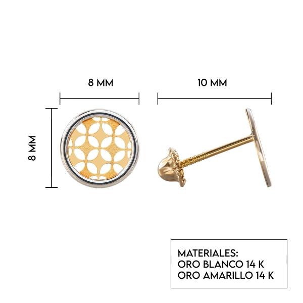 Aretes de oro 14k Mujer Broquel Sello de Arlequin con oro amarillo y oro blanco | GIALLO