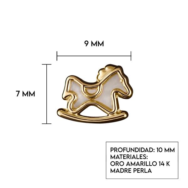 Aretes de Oro 14K Mujer broquel Caballo con oro amarillo brillante y madre perla | GIALLO