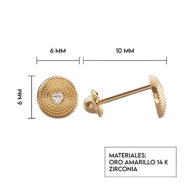 Aretes de oro 14k Mujer Broquel Cúpula dorada con oro amarillo y ciconia | GIALLO