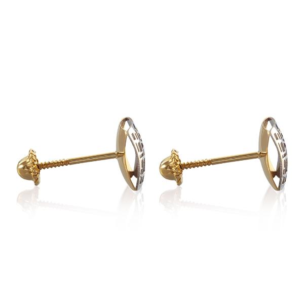 Aretes de oro 14k Mujer Broquel Cuadro minimalista con oro amarillo y oro blanco | GIALLO