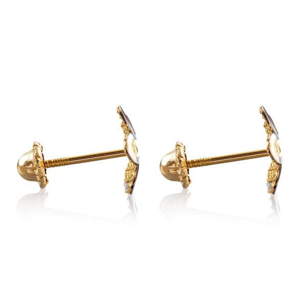 Aretes de Oro 14K Mujer broquel Patos con oro amarillo brillante, oro blanco brillante y circonias | GIALLO.