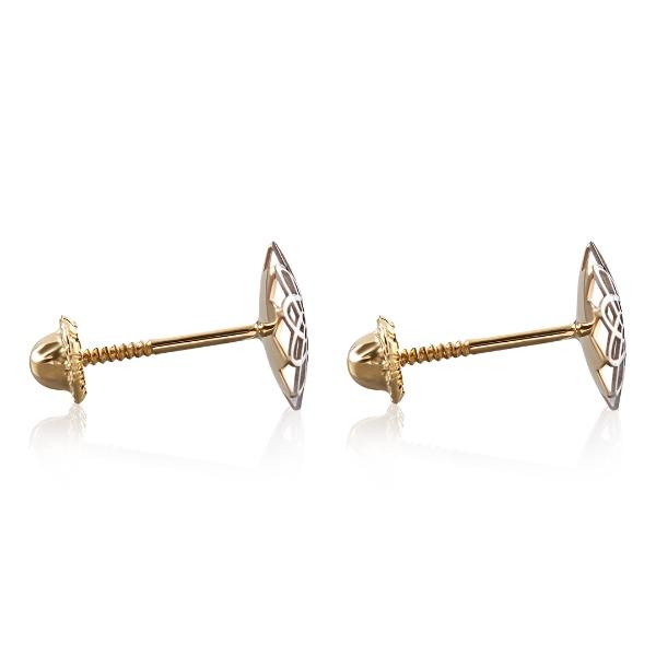Aretes de Oro 14K Mujer broquel Patos con oro amarillo brillante, oro blanco brillante y circonias | GIALLO.