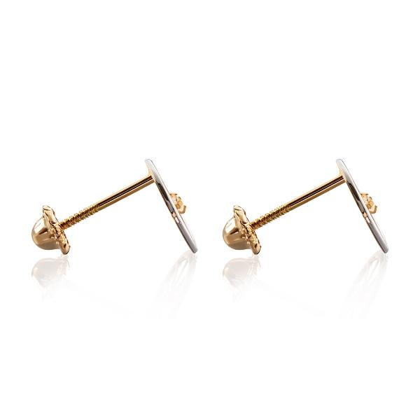 Aretes de oro 14k Mujer Broquel Rueda diamante con oro amarillo, oro blanco y zirconia | GIALLO