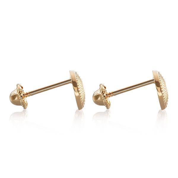 Aretes de oro 14k Mujer Broquel Cúpula dorada con oro amarillo y ciconia | GIALLO