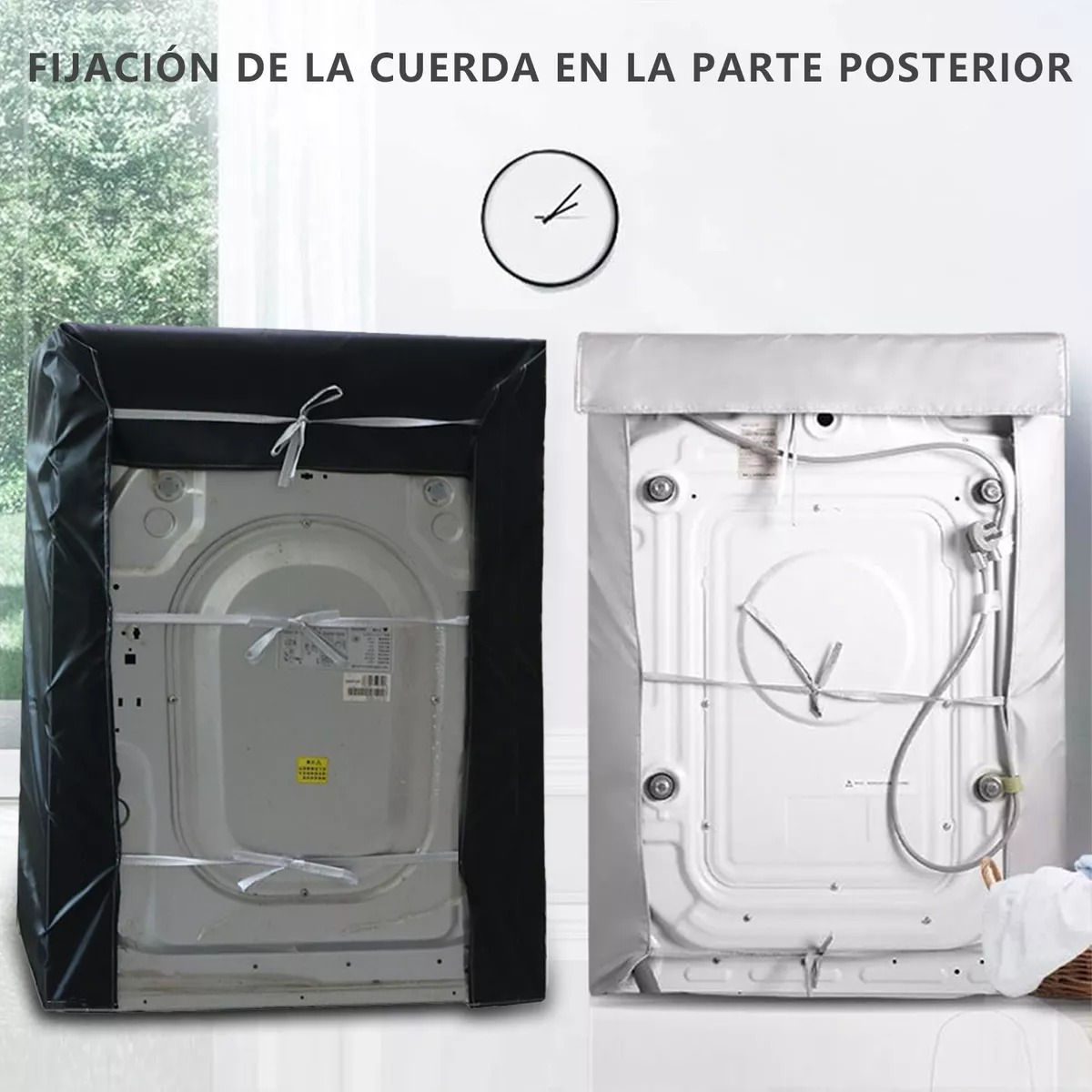 Impermeable Y Resistente A Rayos Uv Funda Para Lavadora Negro.