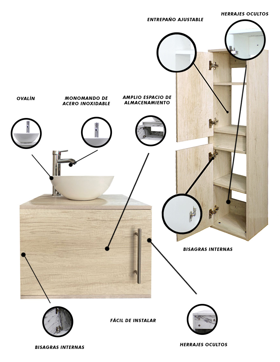 Gabinete Para Baño Con Lavabo + Gabinete De Almacenamiento