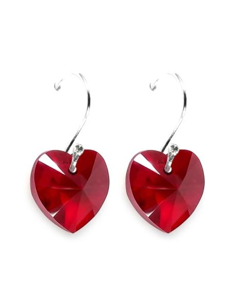Aretes color Rojo Zvezda de plata .925 corte Heart.