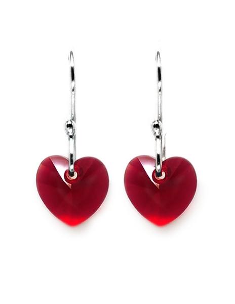 Aretes color Rojo Zvezda de plata .925 corte Heart.