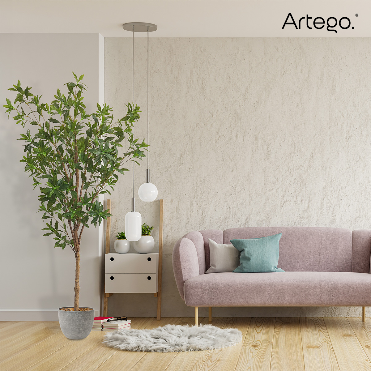 Planta artificial decorativa moderna con maceta Pieris grande de 170cm de alto Artego para hogar sala comercio oficina.