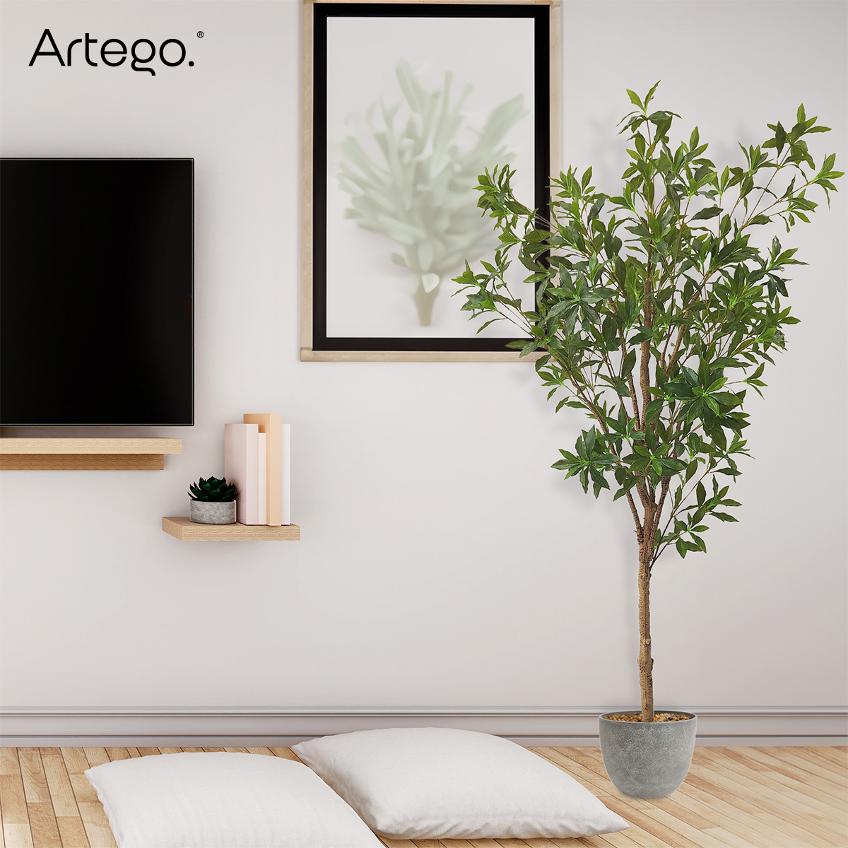 Planta artificial decorativa moderna con maceta Pieris grande de 170cm de alto Artego para hogar sala comercio oficina.