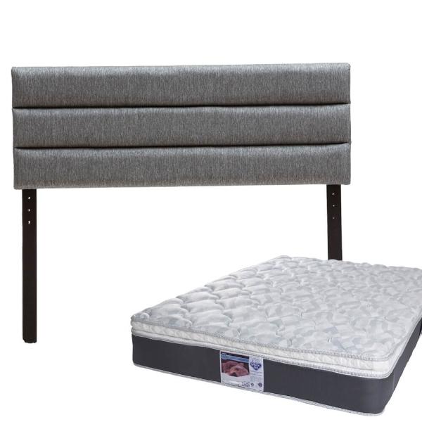 Colchón Matrimonial Spring Air Marte con Cabecera Dicasa Logan Lino Gris
