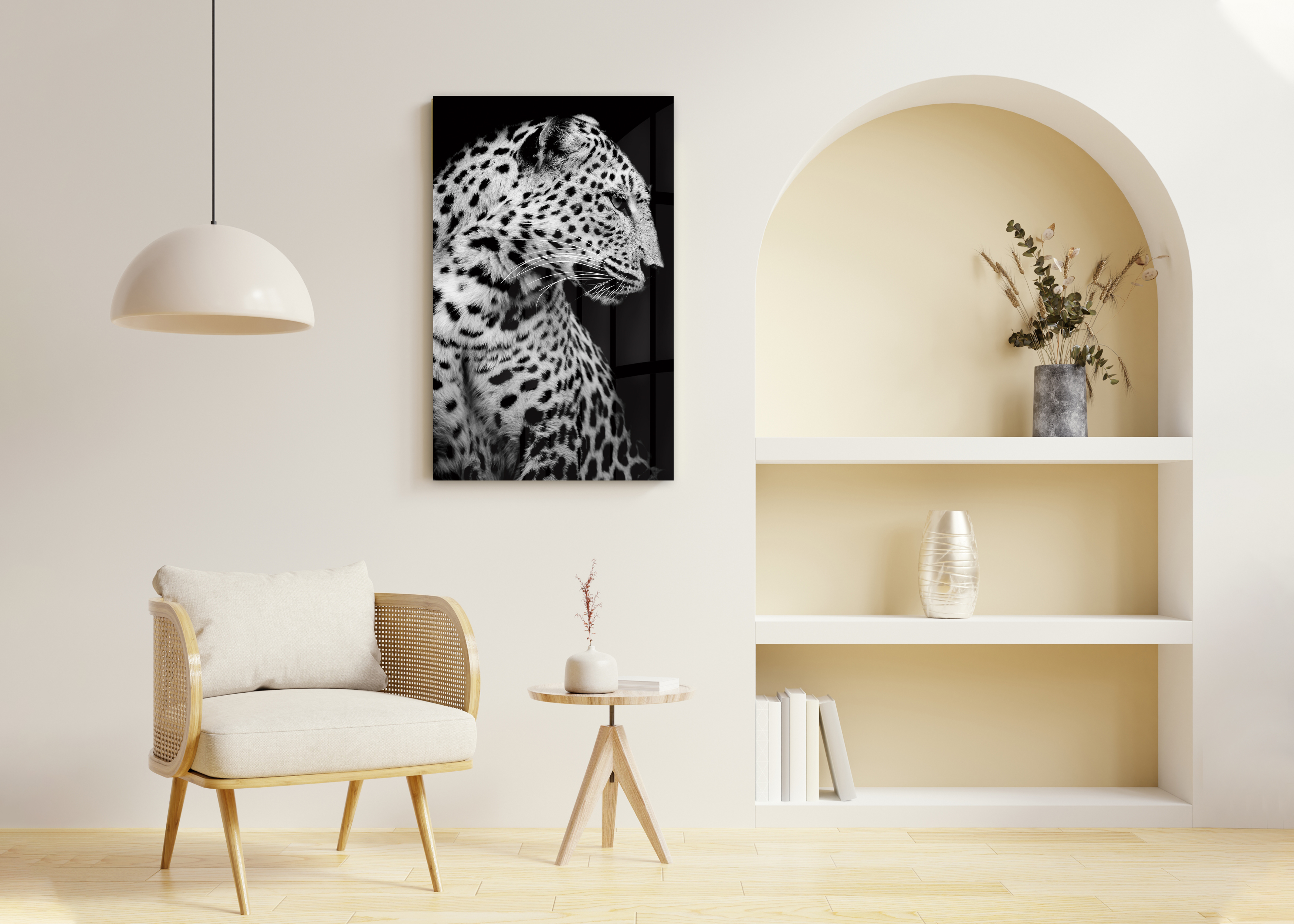 Cuadro Decorativo Acrílico Jaguar Blanco y Negro 70x120  