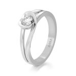 ANILLO DE COMPROMISO 14K ORO BLANCO CON PIEDRA PÉTALOS ABBA JOYAS.