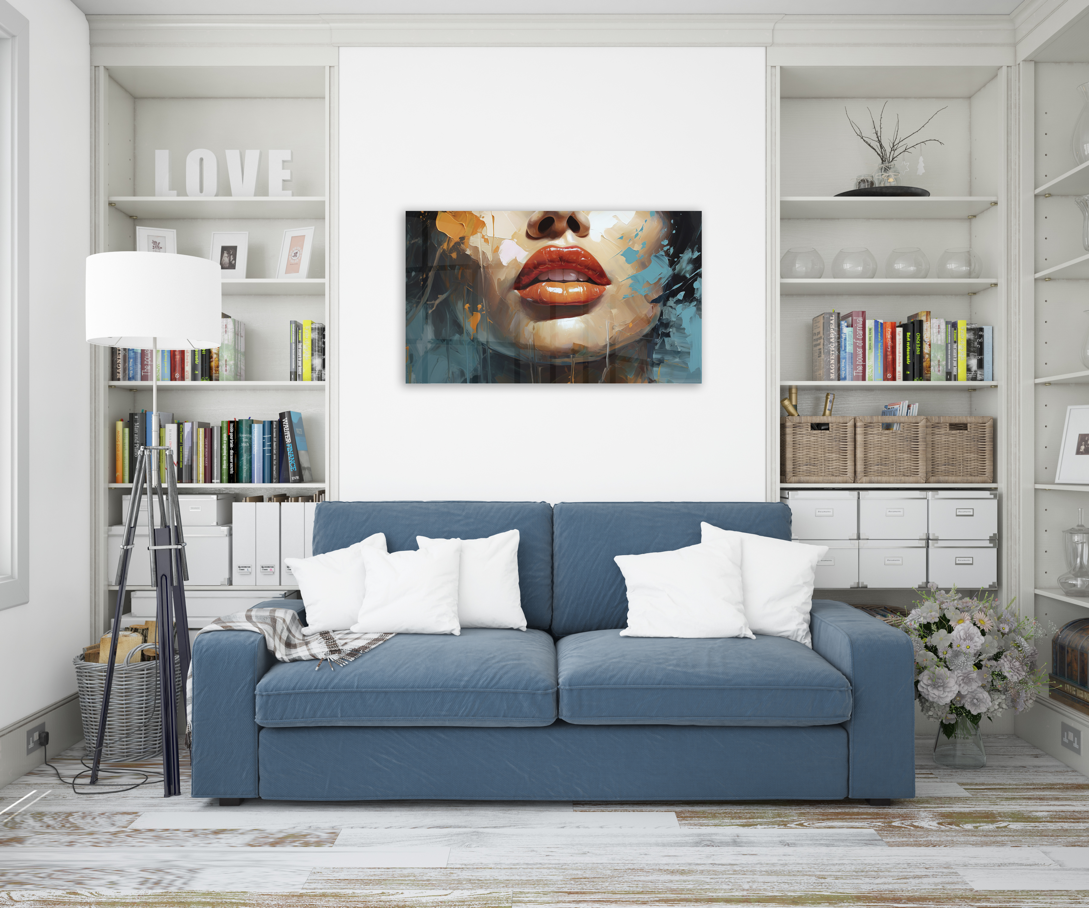 Cuadro Decorativo Acrílico Labios Oleo 70x120  