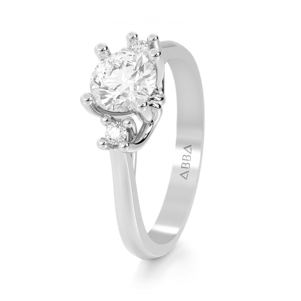ANILLO DE COMPROMISO 10K ORO BLANCO CON PIEDRA TRELIS ABBA JOYAS.