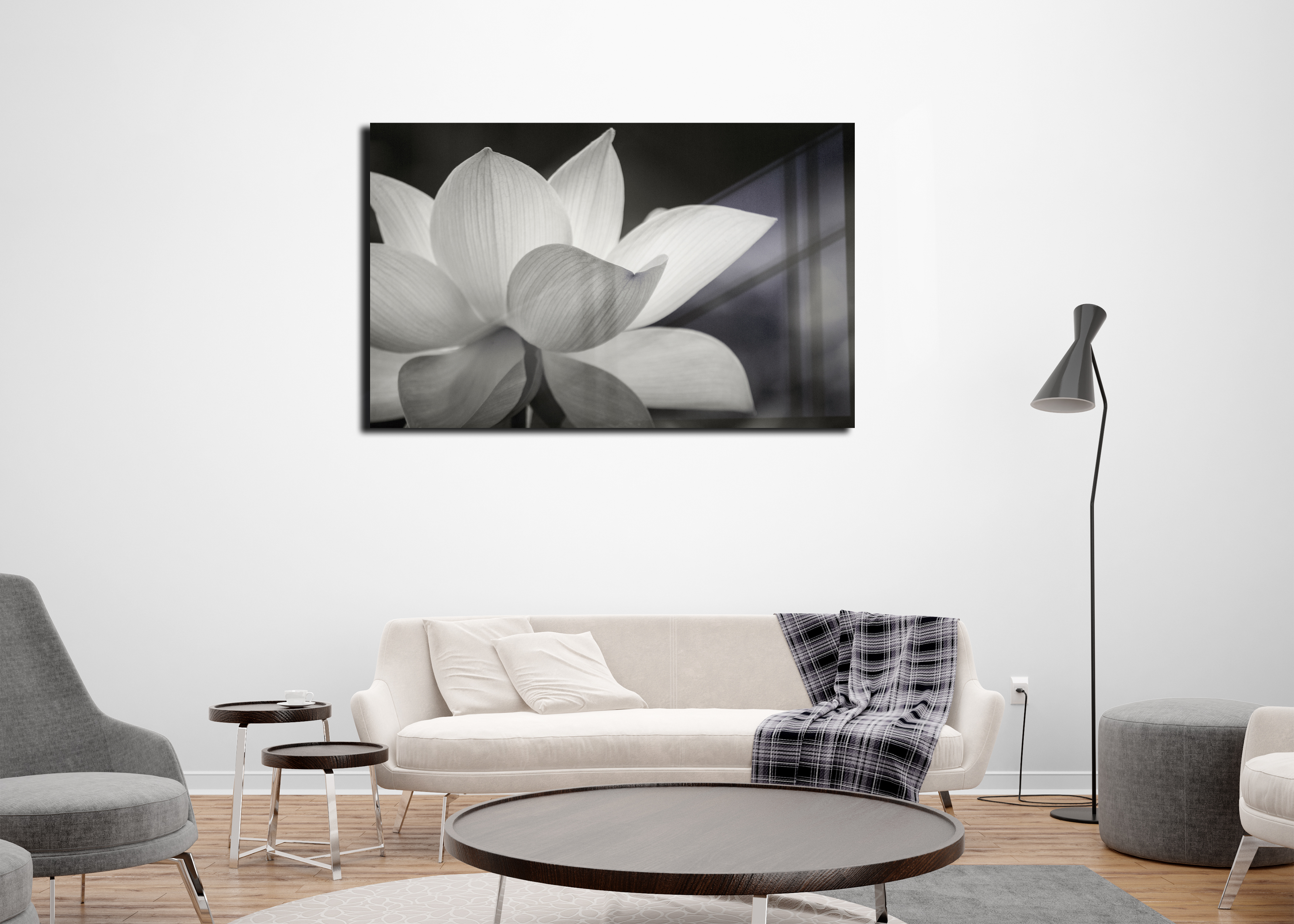 Cuadro Decorativo Acrílico Loto Blanco 70x120  