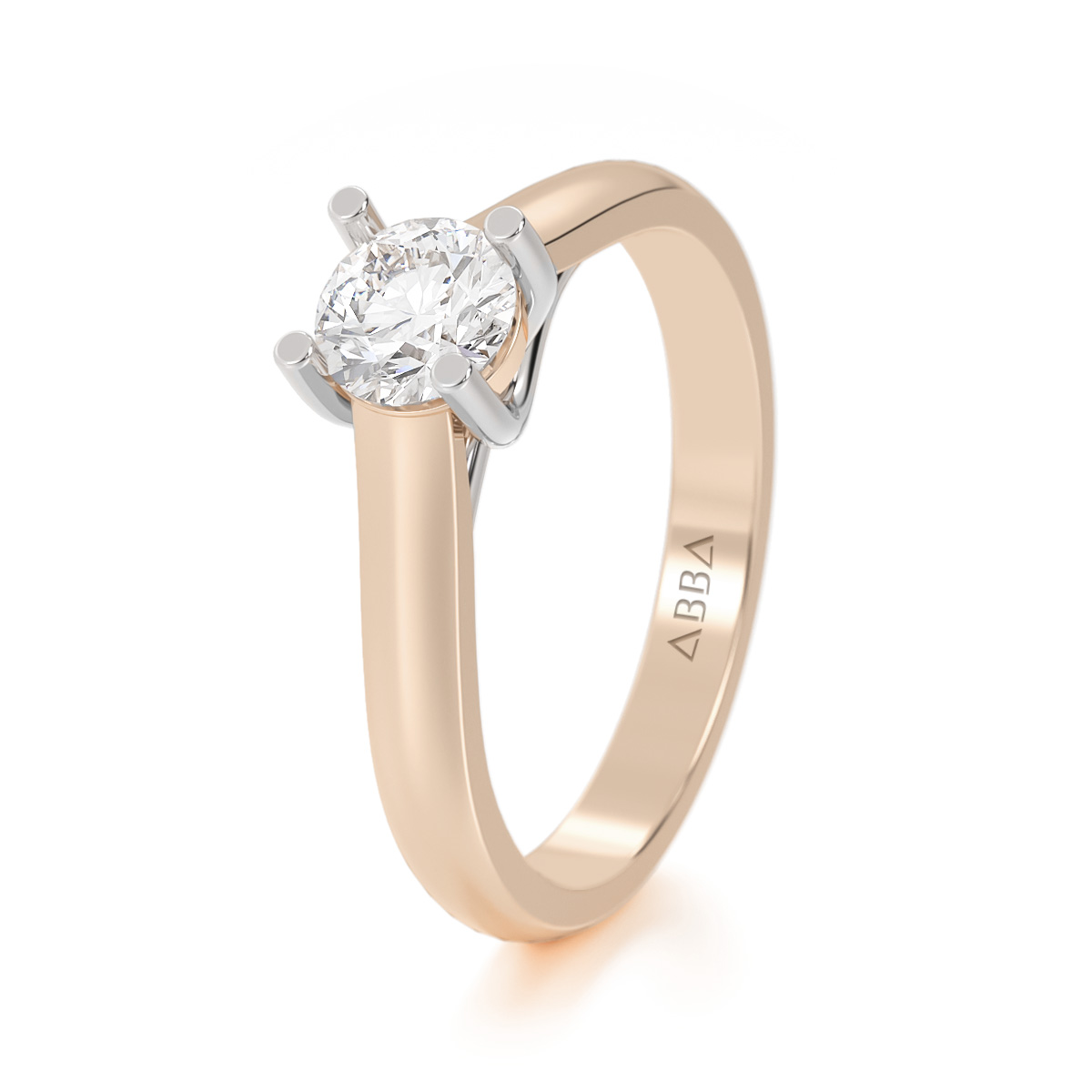 ANILLO DE COMPROMISO SOLITARIO 14K ORO ROSA CON PIEDRA UNIÓN ABBA JOYAS.