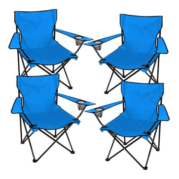 Kit 4 Sillas Plegables Jardin Playa Alberca Camping Pesca