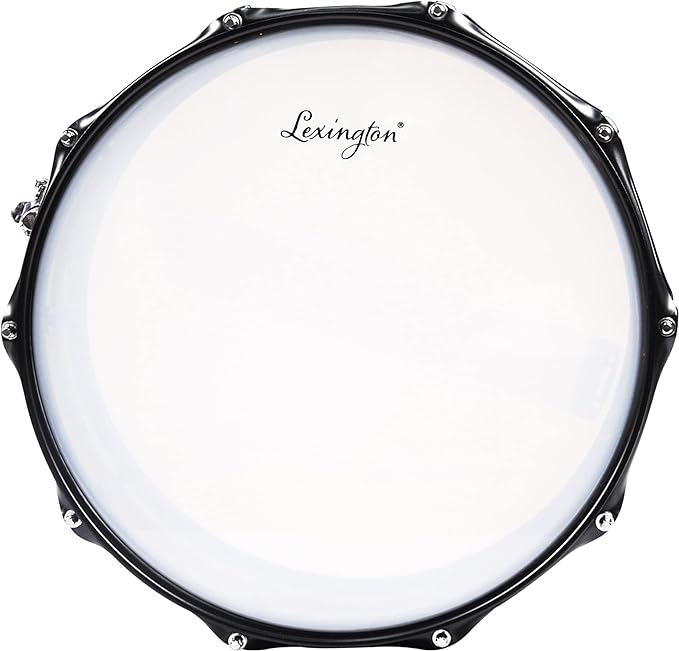 A Lexington Snare Tambor Set Estudiante Carcasa Acero 14 X 5.5 Pulgadas con 10 Orejetas, Incluye Llave de Tambor, Baquetas y Correa.