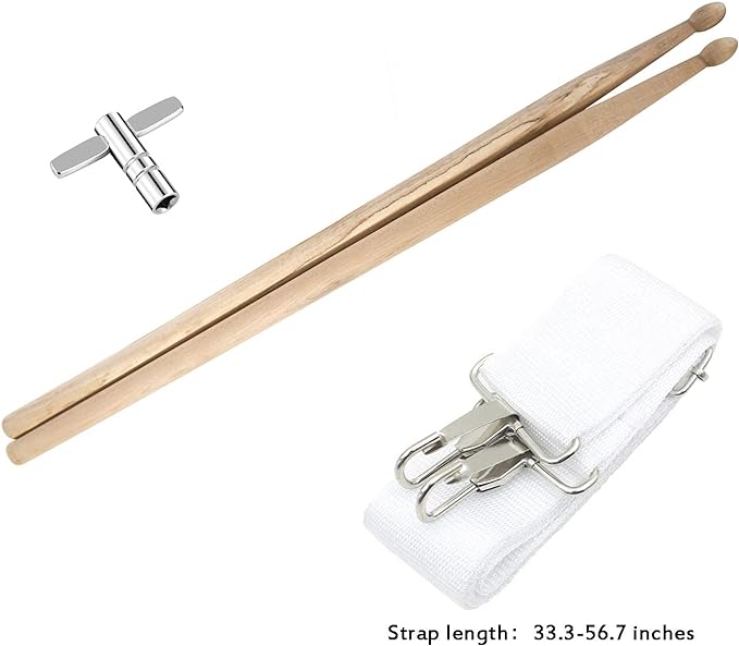 A Lexington Snare Tambor Set Estudiante Carcasa Acero 14 X 5.5 Pulgadas con 10 Orejetas, Incluye Llave de Tambor, Baquetas y Correa.