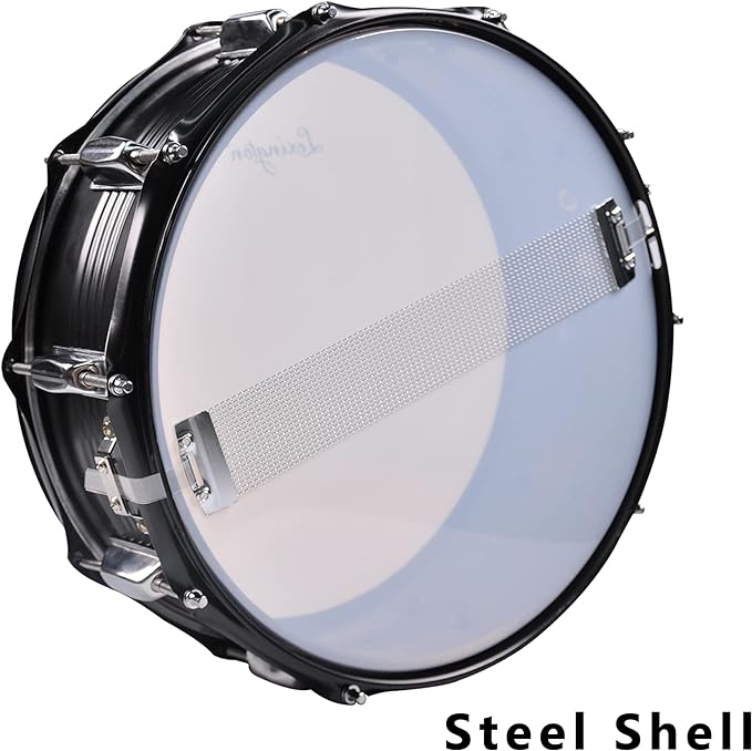 A Lexington Snare Tambor Set Estudiante Carcasa Acero 14 X 5.5 Pulgadas con 10 Orejetas, Incluye Llave de Tambor, Baquetas y Correa.