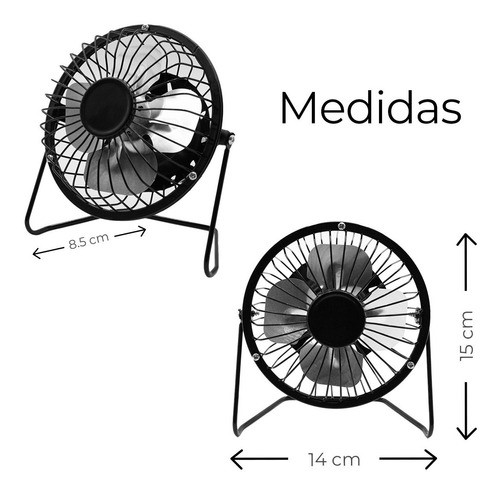 Ventilador De Escritorio Usb Pequeño Aspas De Metal 14cm
