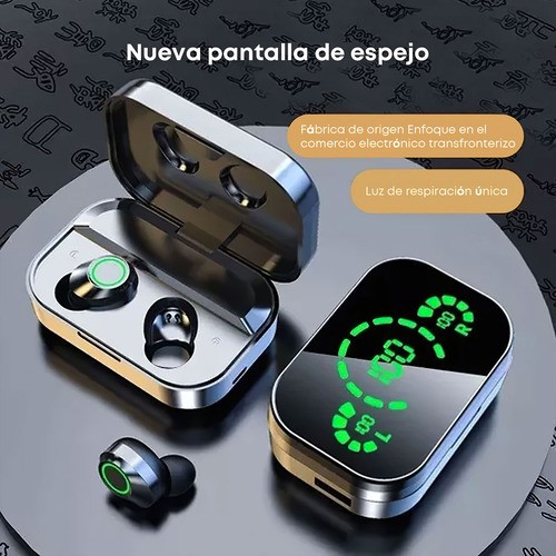 Audífonos Yd03 Bt5.3 Funda De Carga Led Inálambricos Negro