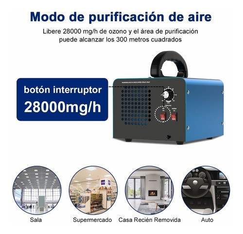 Purificador De Aire Portátil Generador De Ozono 28000mg