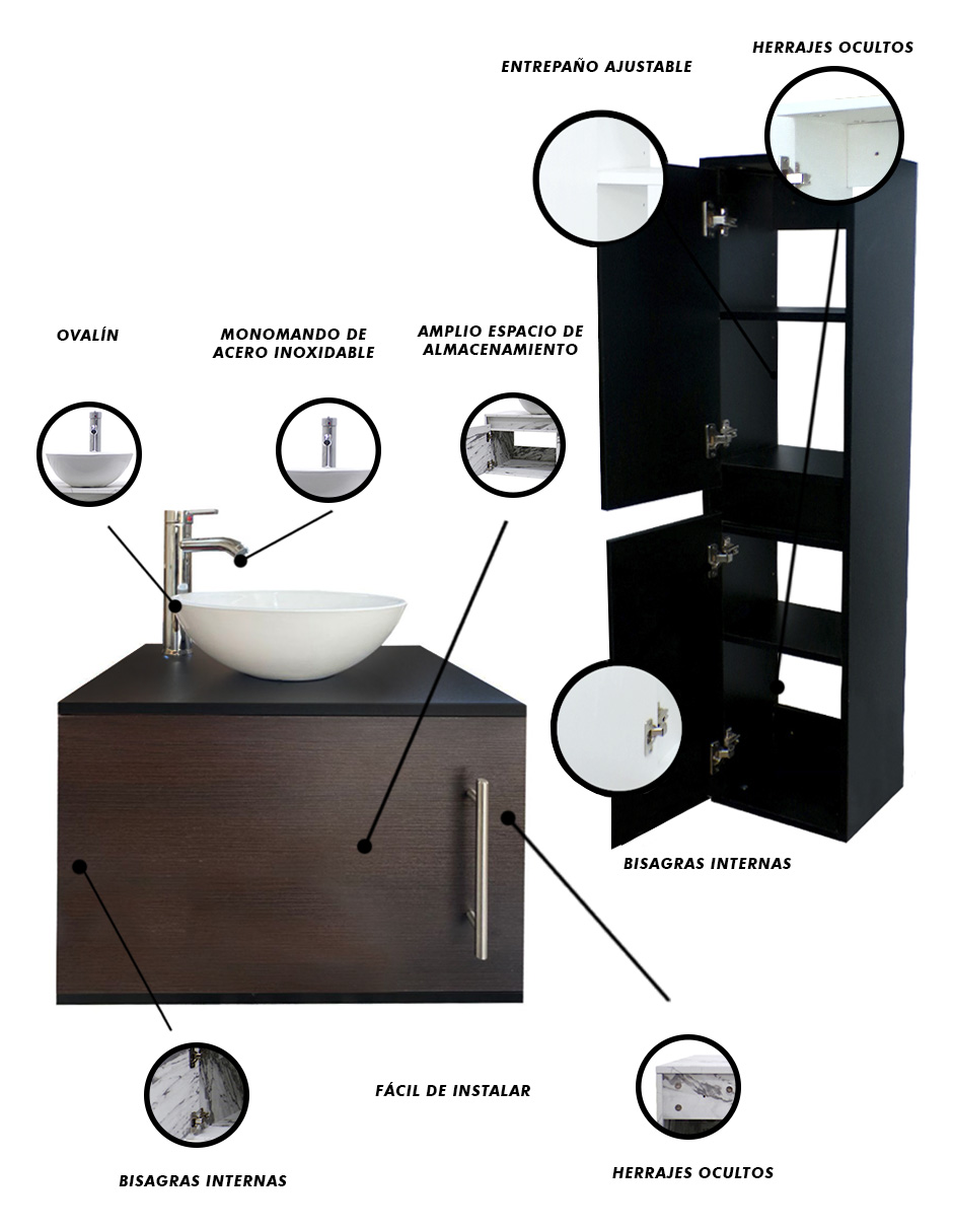 Gabinete Para Baño Con Lavabo + Gabinete De Almacenamiento
