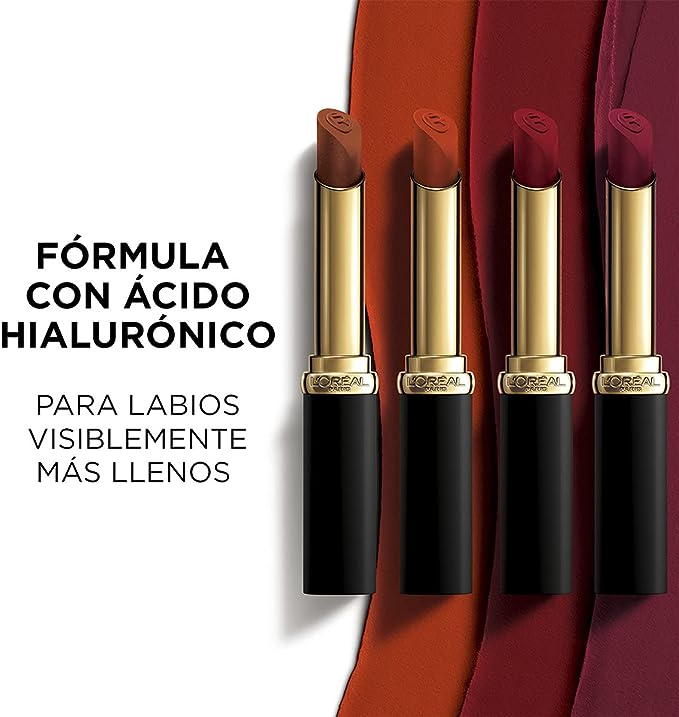 A L'Oréal Paris Labial en Barra Mate con Ácido Hialurónico, Color Riche Intense Volume Matte |482 LE MAUVE INDOMPTABLE, 1.8g.