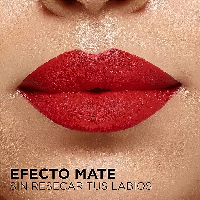 A L'Oréal Paris Labial en Barra Mate con Ácido Hialurónico, Color Riche Intense Volume Matte |482 LE MAUVE INDOMPTABLE, 1.8g.