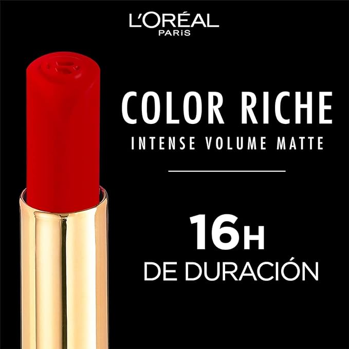 A L'Oréal Paris Labial en Barra Mate con Ácido Hialurónico, Color Riche Intense Volume Matte |482 LE MAUVE INDOMPTABLE, 1.8g.