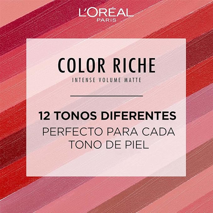 A L'Oréal Paris Labial en Barra Mate con Ácido Hialurónico, Color Riche Intense Volume Matte |482 LE MAUVE INDOMPTABLE, 1.8g.
