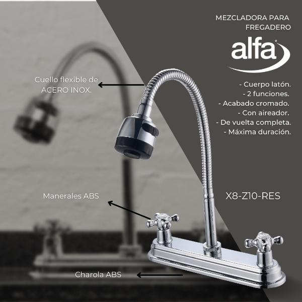Llave Mezcladora Fregadero Tarja Cocina Cruzeta 2 Funciones