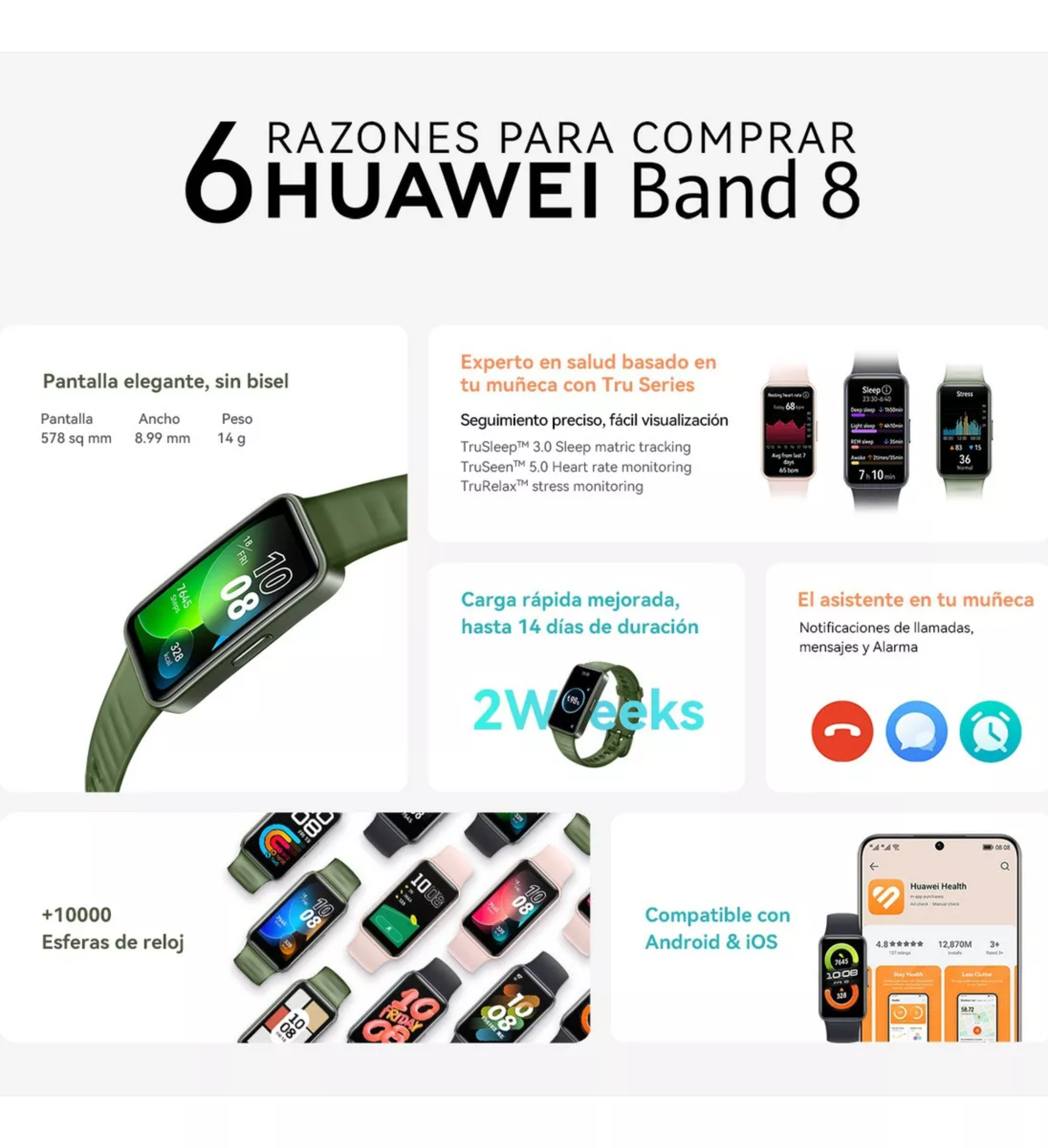 Smartwatch Huawei Band 8 1.47' Batería Hasta 14 Días Rosa.