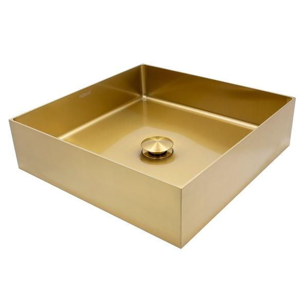 Ovalin Lavabo Cuadrado Acero Inoxidable304 Dorado Super Lujo