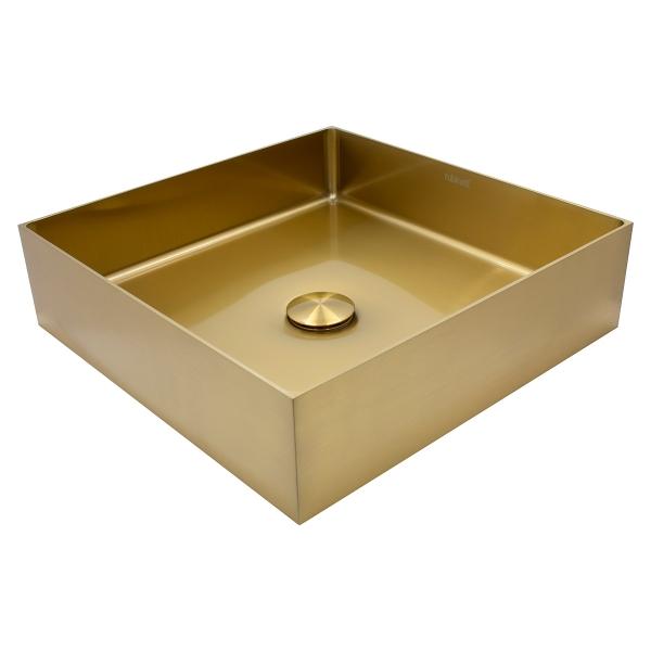 Ovalin Lavabo Cuadrado Acero Inoxidable304 Dorado Super Lujo