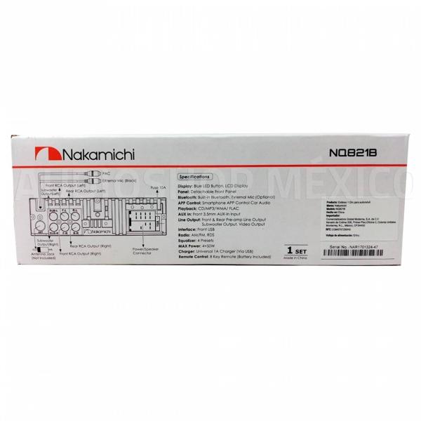 Autoestéreo 1 DIN Nakamichi NQ821B Desmontable CD Bluetooth iOS Android RGB 