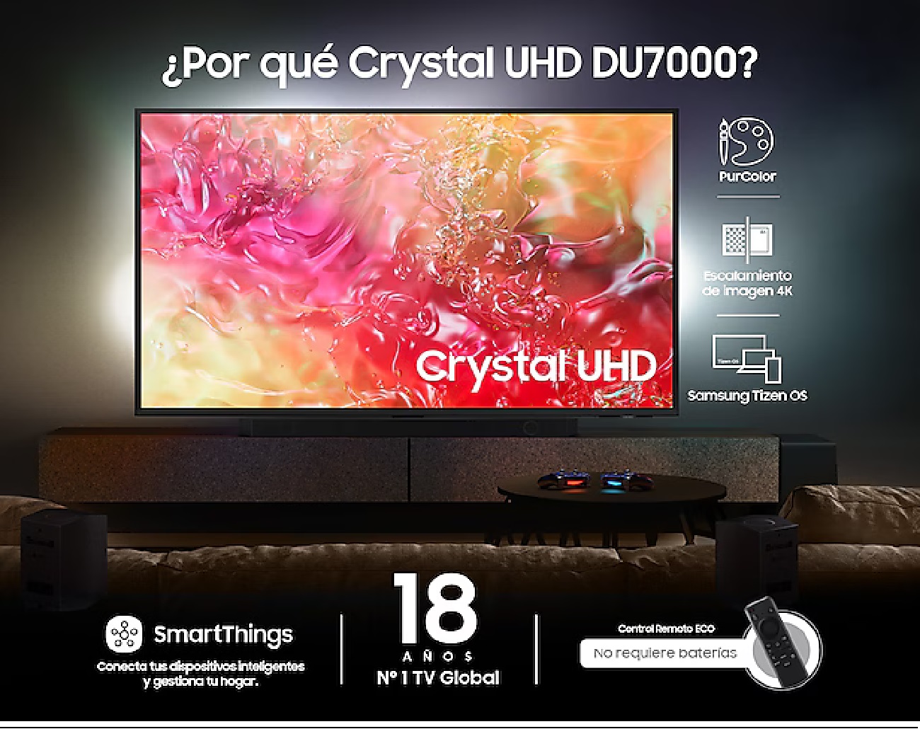Televisión Pantalla 65 Pulgadas Samsung Smart TV Crystal 4K UHD UN-65DU7000
