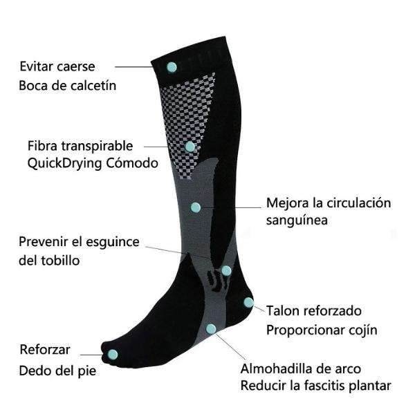2 Pares de  Calcetines De Compresión Deportiva XXL