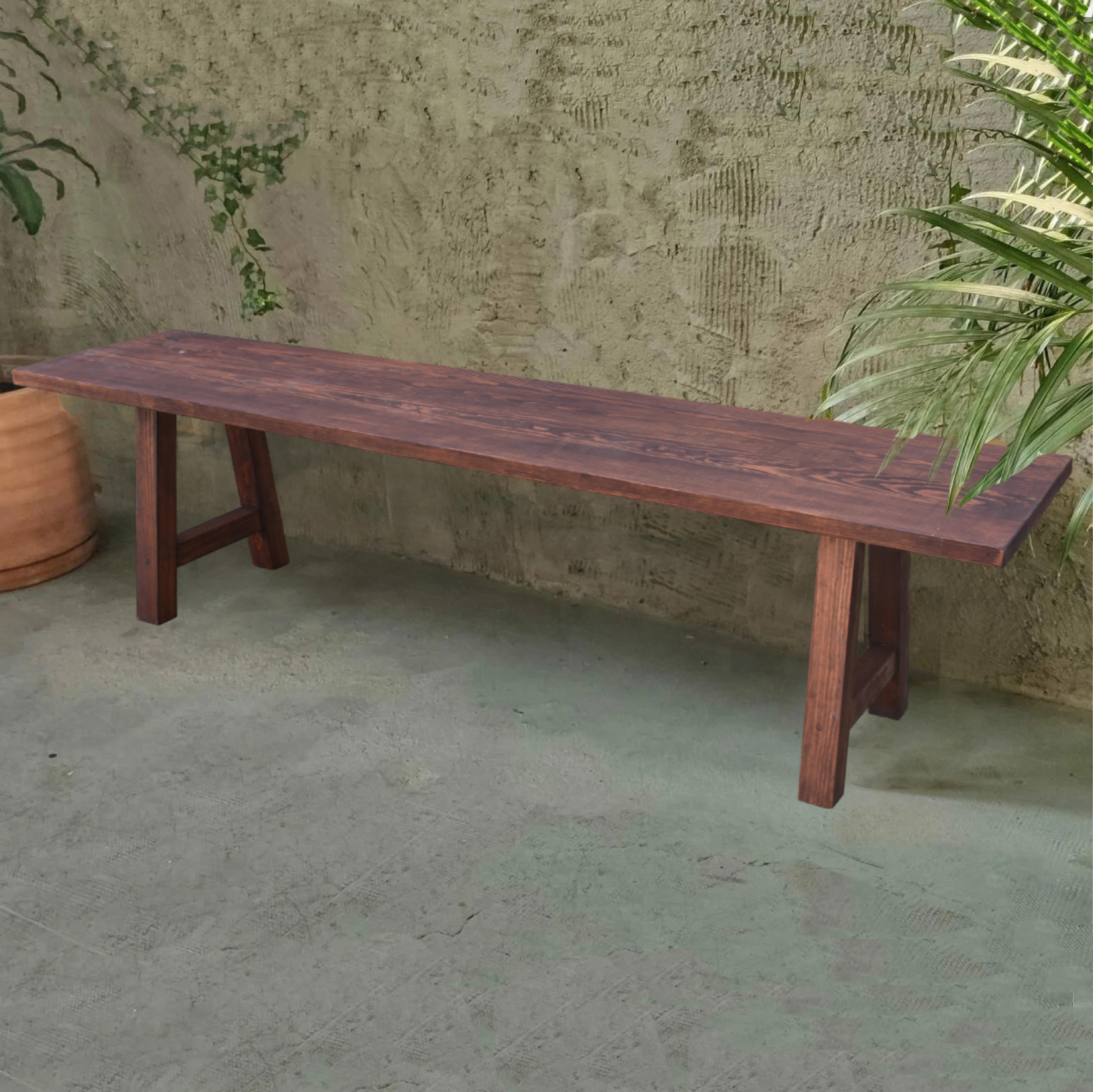 Banca de madera color caoba Hogare.