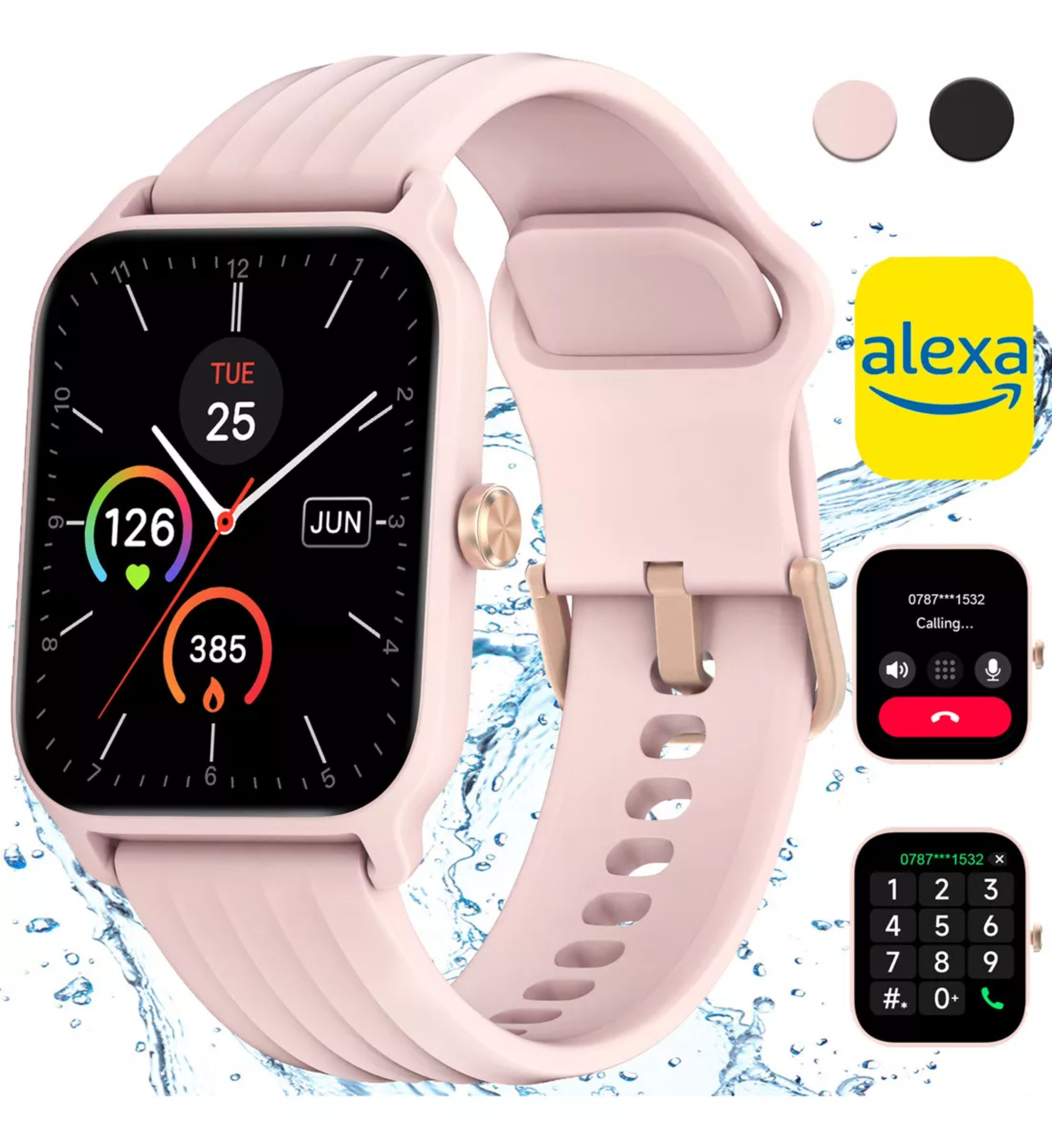 Iowodo W13 Sport Reloj Inteligente Mujer Smart watch 1.85" Caja De Abs + Pc Rosa Malla Rosa De Silicona Smartwatch.