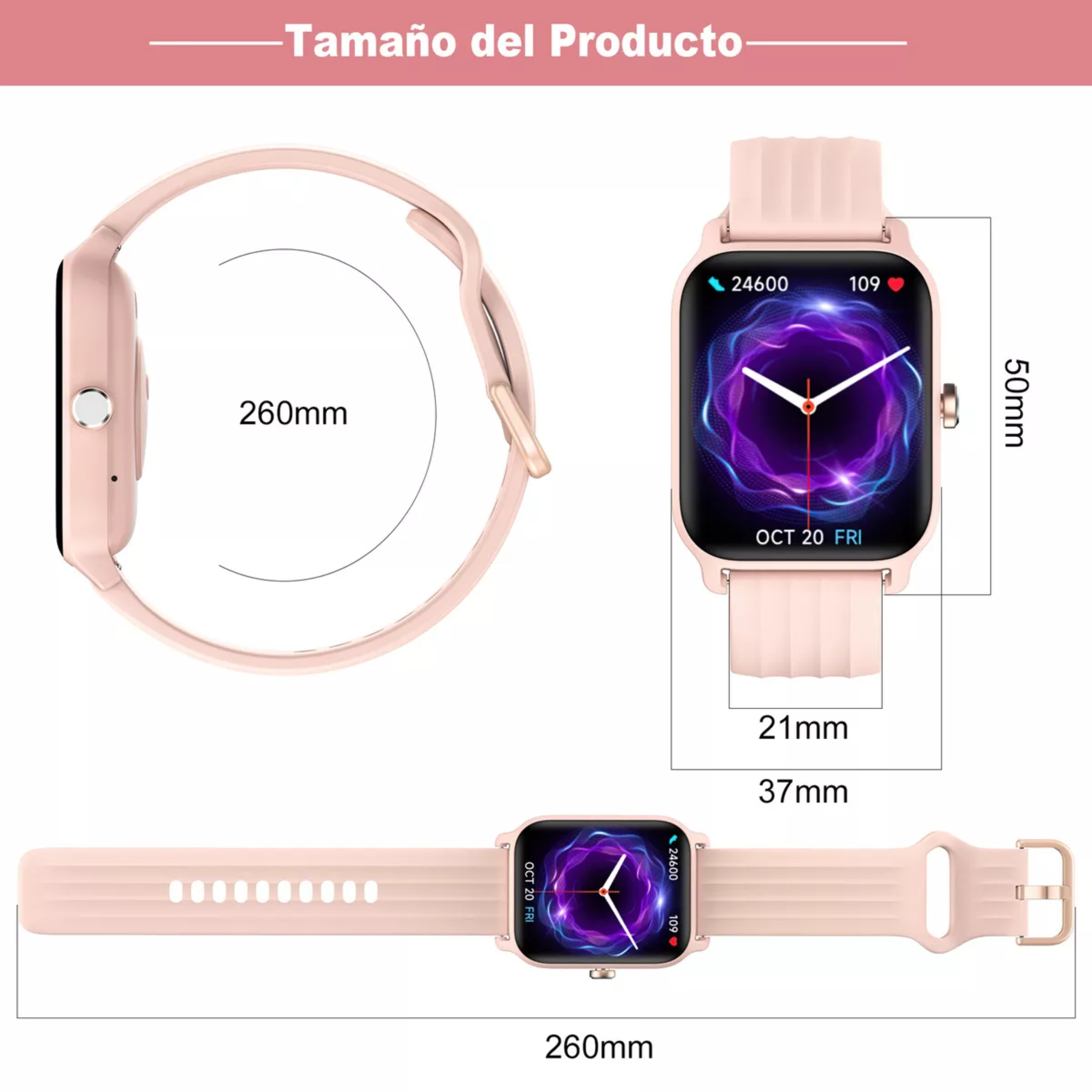 Iowodo W13 Sport Reloj Inteligente Mujer Smart watch 1.85" Caja De Abs + Pc Rosa Malla Rosa De Silicona Smartwatch.