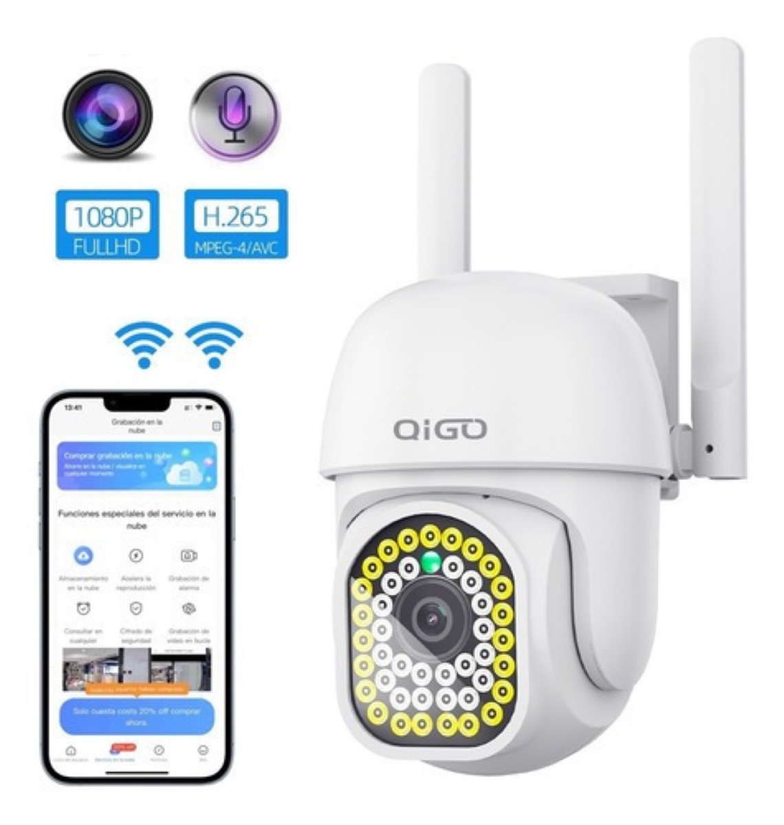 Cámaras De Seguridad Vigilancia Exterior Wifi Inalambricas QIGO Q43