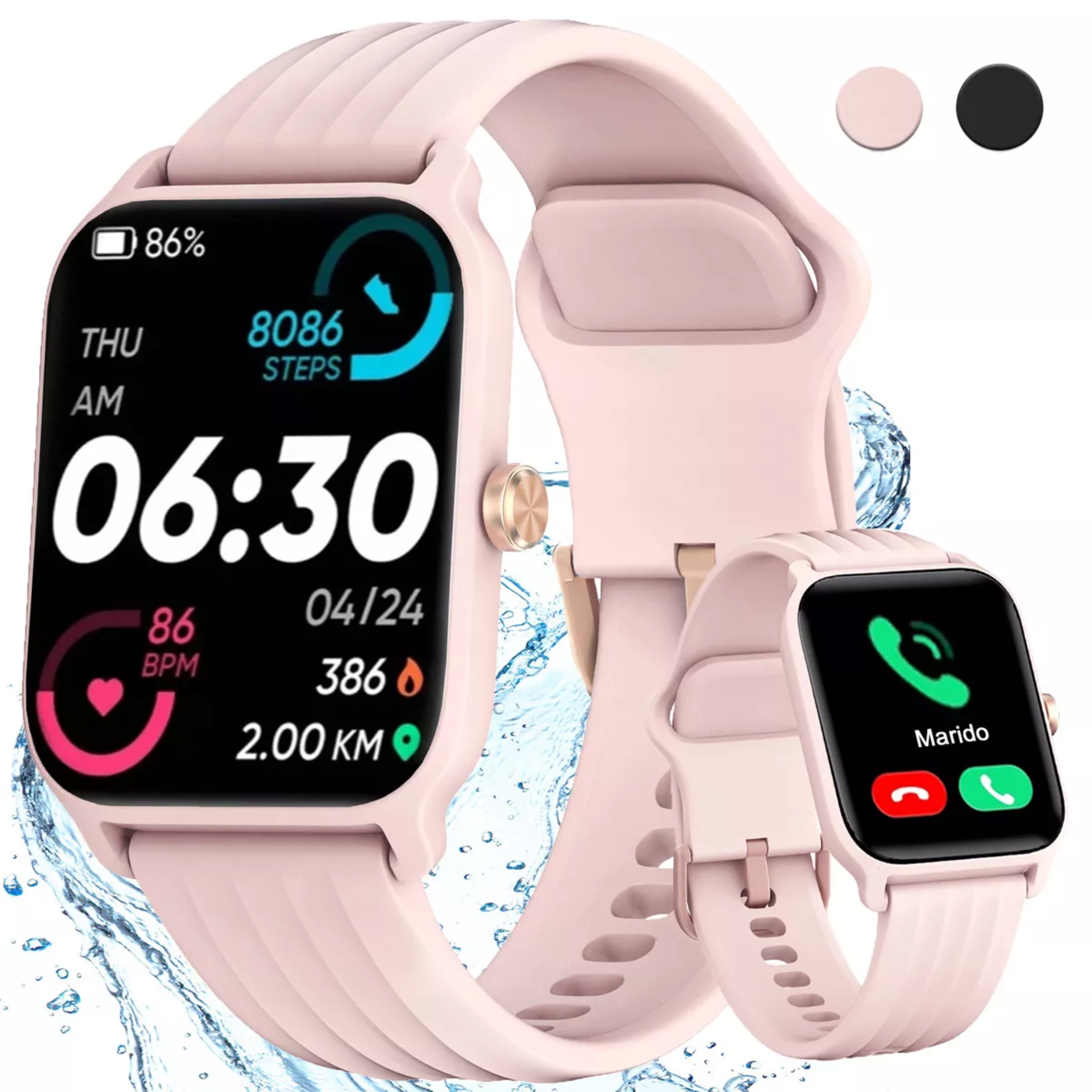 Iowodo W13 Sport Reloj Inteligente Mujer Smart watch 1.85" Caja De Abs + Pc Rosa Malla Rosa De Silicona Smartwatch.