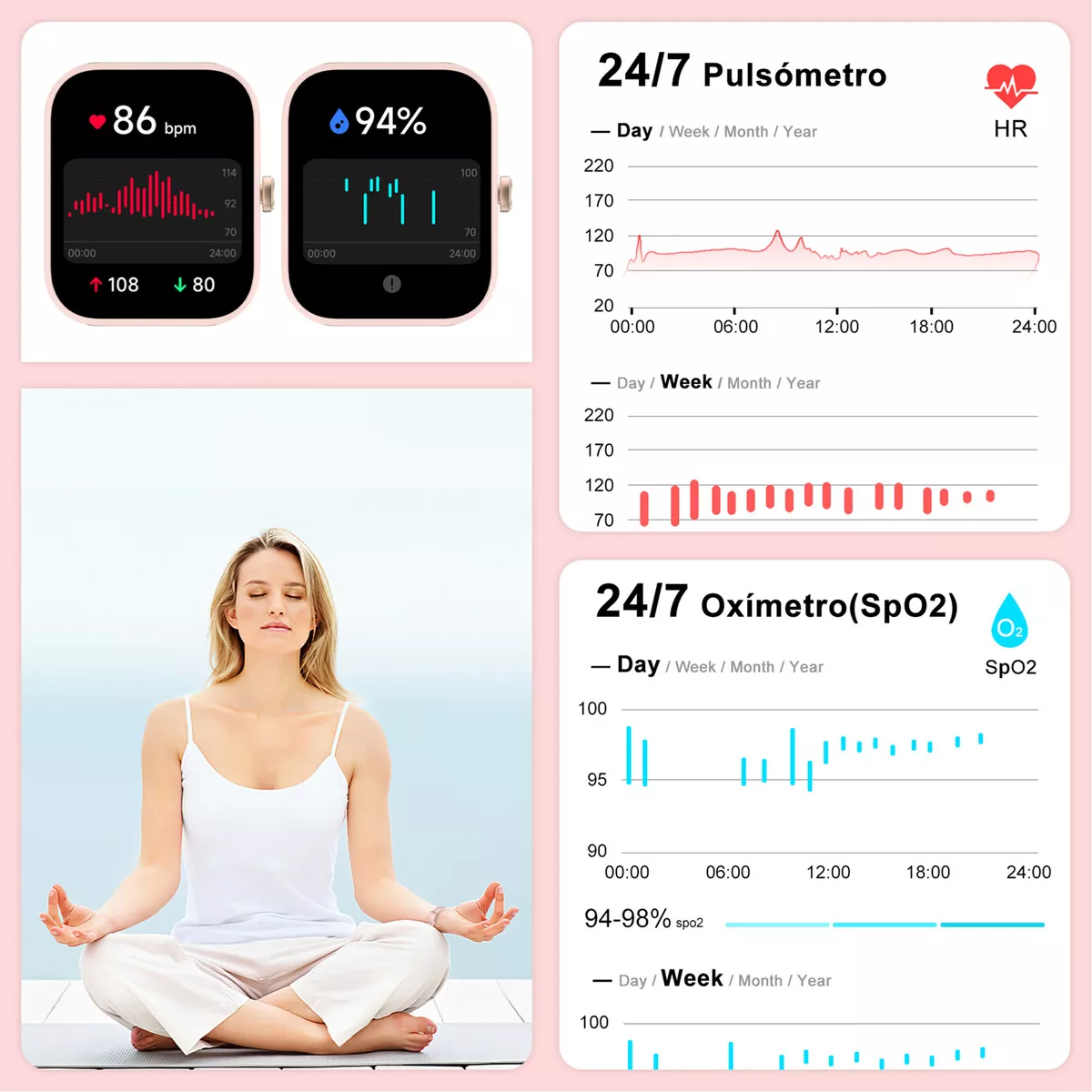 Iowodo W13 Sport Reloj Inteligente Mujer Smart watch 1.85" Caja De Abs + Pc Rosa Malla Rosa De Silicona Smartwatch.